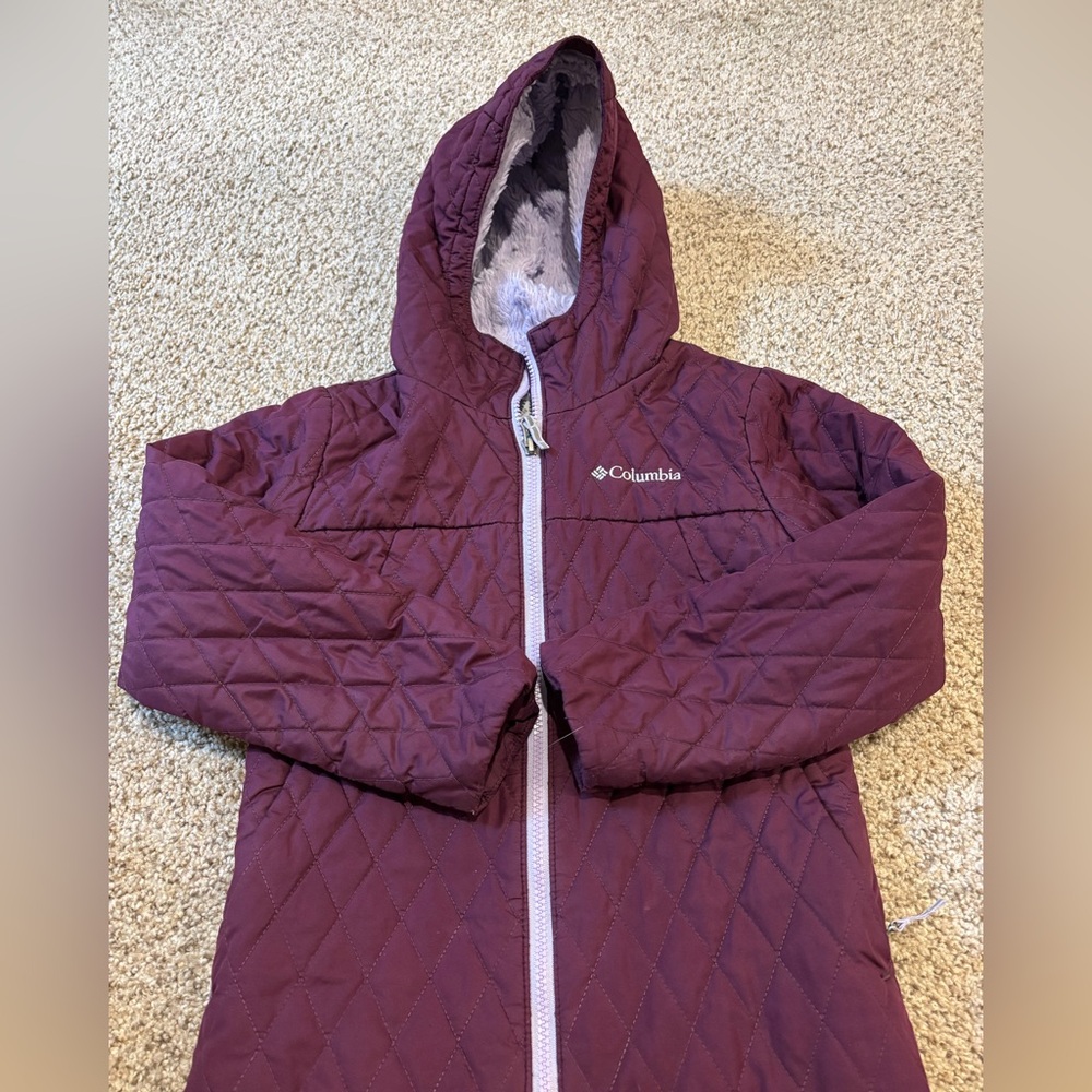 Girls Columbia quilted fully lined purple jacket size 7/8
